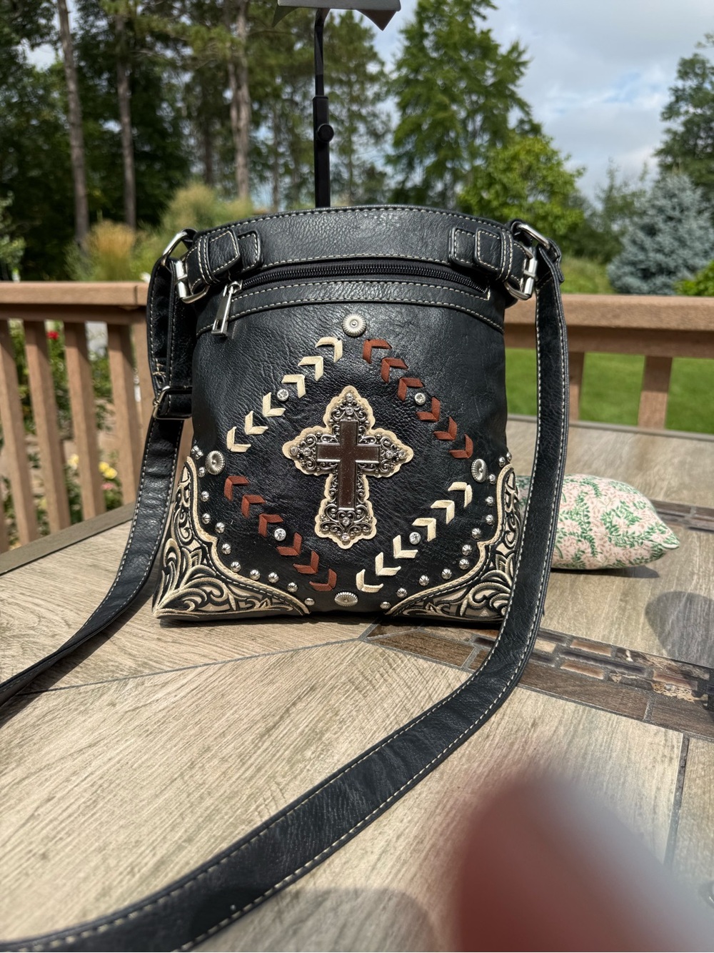 EUC Justin West concealed carry messenger purse Western Boho